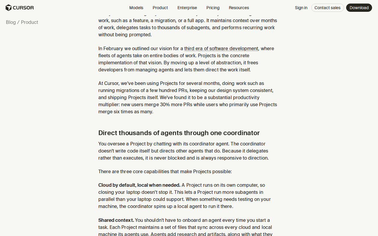 Cursor blog, Sep 10, 2026: “Direct thousands of agents through one coordinator,” never blocked and always responsive to direction