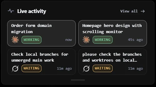 Live activity card in Automater Lite